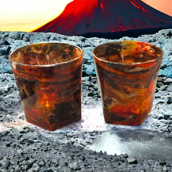 Hand Crafted Other - (2)Camp Fire/Bourbon Rocks Set